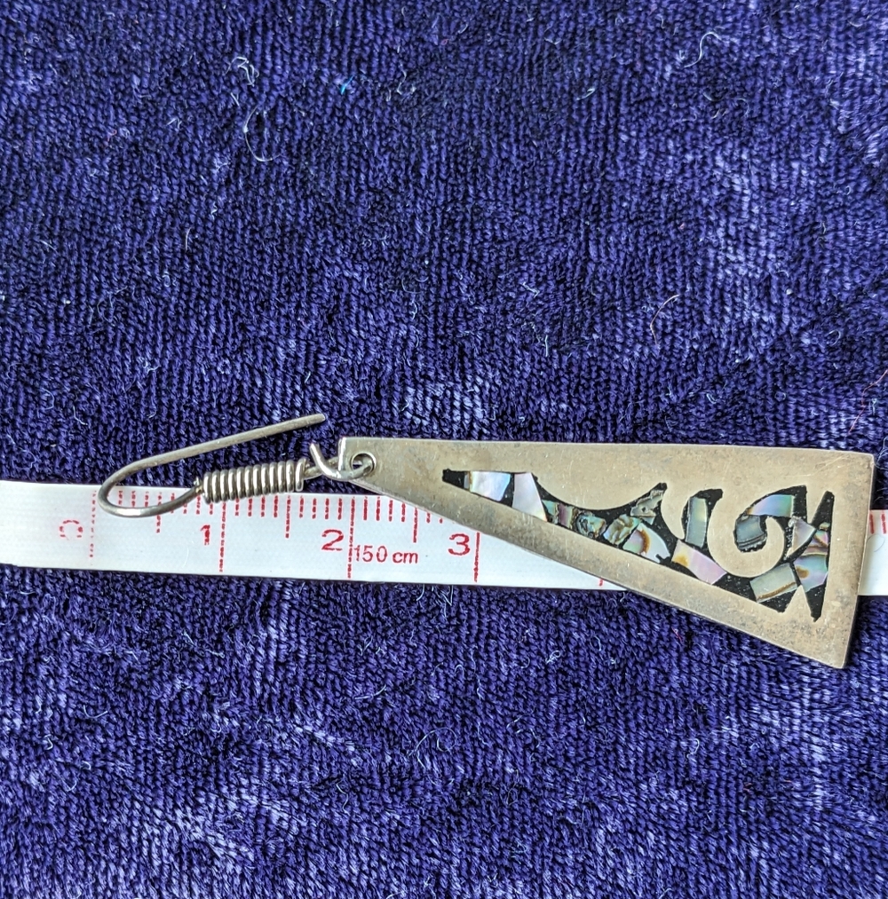 Vintage 925 Sterling Silver Southwestern Drop Earrings By Taxco Mexico - Picture 6 of 8